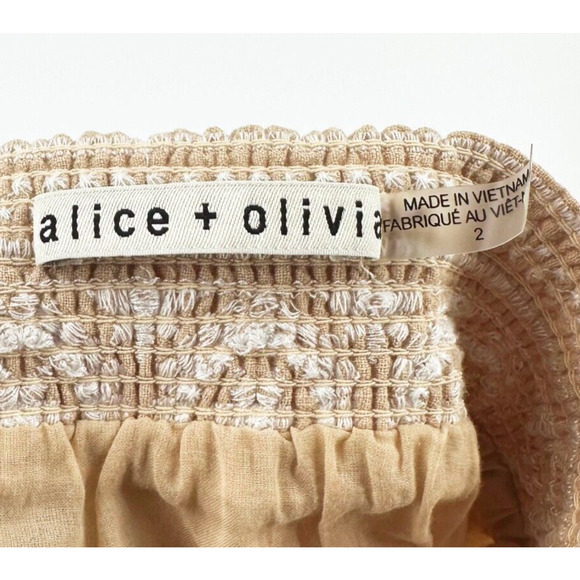 Alice + Olivia Womens Reise Embroidered Tiered Midi Skirt 2 Boho Cottage Cream - Picture 5 of 7